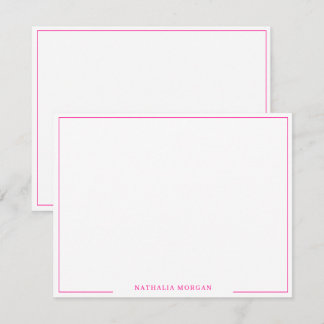 Basic Simple Hot Pink Border Stationery  Card