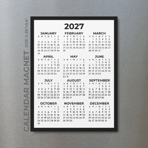 Basic Simple Minimalist 2027 Magnetic Calendar