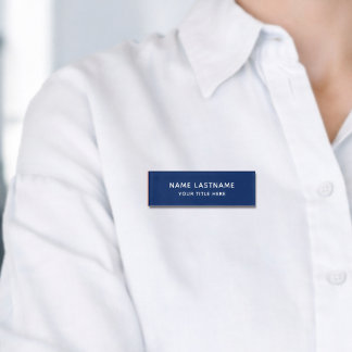 Basic Simple Minimalist Modern Navy Blue Title Name Tag
