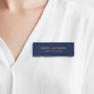 Basic Simple Minimalist Modern Navy Blue Title Name Tag