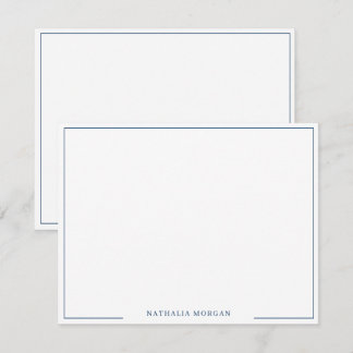 Basic Simple Navy Blue Border Stationery Card