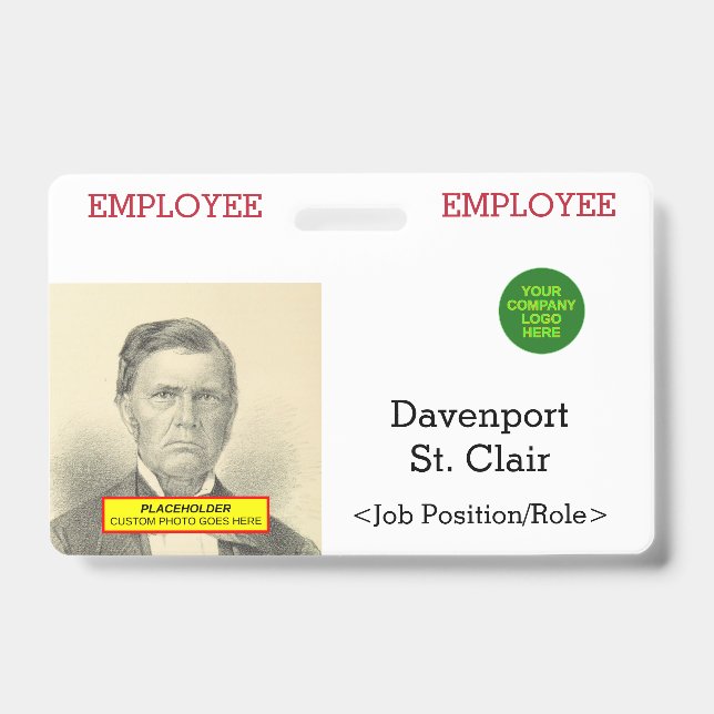 Basic Staff Member Identification Badge ID Badge (Front)