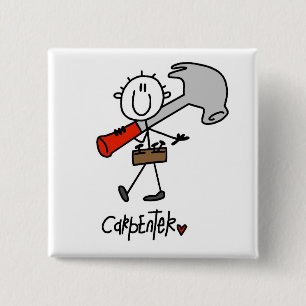 Basic Stick Figure Carpenter Tshirts and Gifts 15 Cm Square Badge