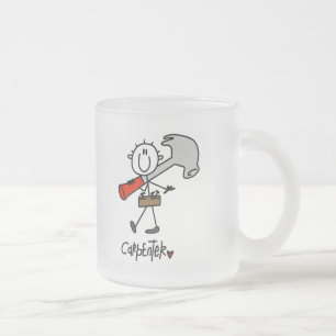 Basic Stick Figure Carpenter Tshirts and Gifts Frosted Glass Coffee Mug