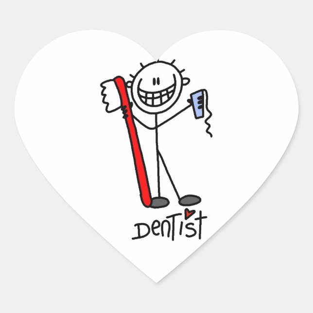 Basic Stick Figure Dentist Heart Sticker (Front)