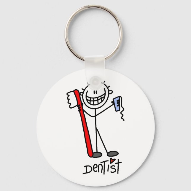 Basic Stick Figure Dentist Key Ring (Front)