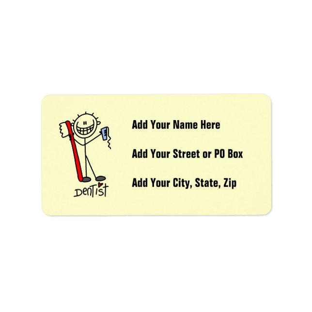 Basic Stick Figure Dentist Label (Front)