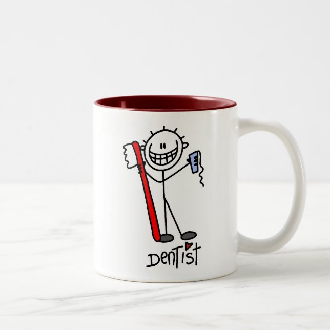 Basic Stick Figure Dentist Two-Tone Coffee Mug (Right)