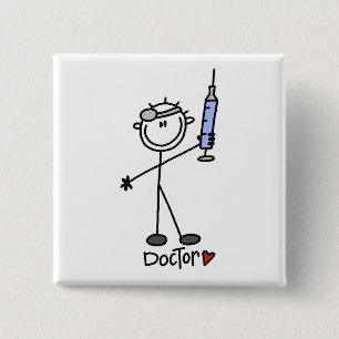 Basic Stick Figure Doctor 15 Cm Square Badge