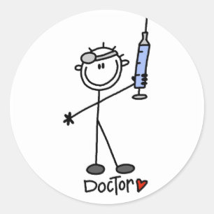 Basic Stick Figure Doctor Classic Round Sticker