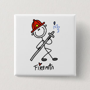 Basic Stick Figure Fireman T-shirts and Gifts 15 Cm Square Badge