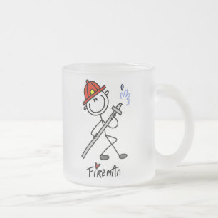 Basic Stick Figure Fireman T-shirts and Gifts Frosted Glass Coffee Mug