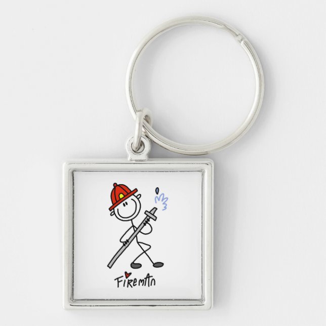 Basic Stick Figure Fireman T-shirts and Gifts Key Ring (Front)