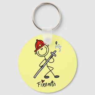 Basic Stick Figure Fireman T-shirts and Gifts Key Ring