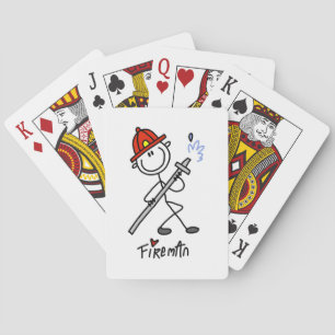 Basic Stick Figure Fireman T-shirts and Gifts Playing Cards