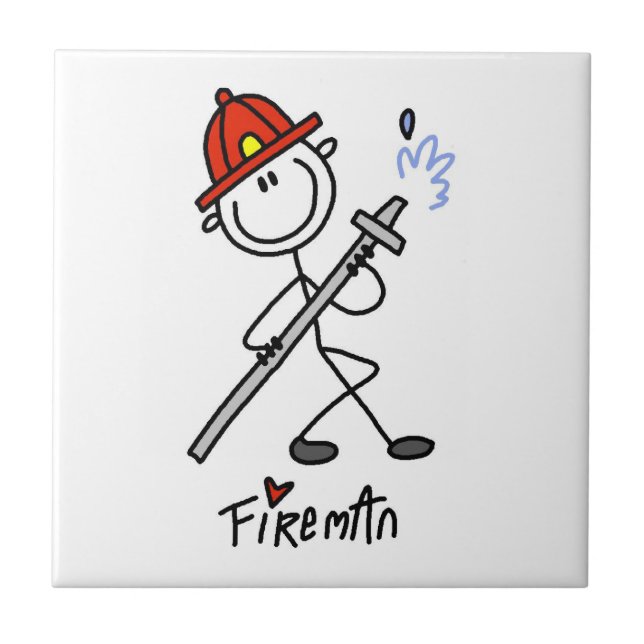 Basic Stick Figure Fireman T-shirts and Gifts Tile (Front)