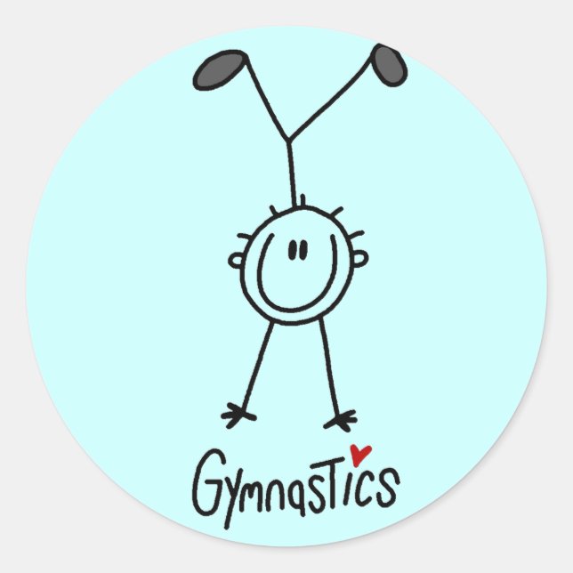 Basic Stick Figure Gymnastics Tshirts and Gifts Classic Round Sticker (Front)