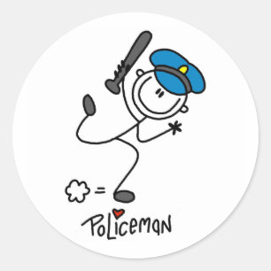 Basic Stick Figure Police Officer Classic Round Sticker
