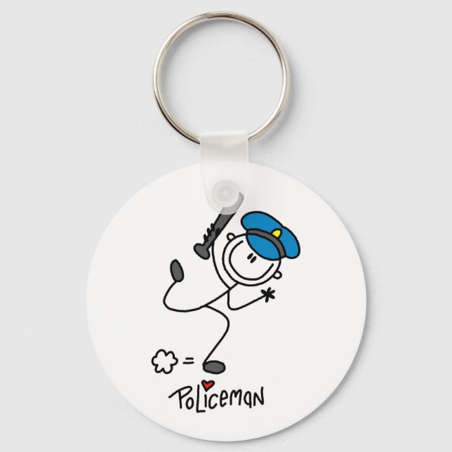 Basic Stick Figure Police Officer Key Ring (Front)