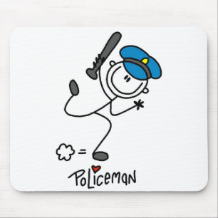 Basic Stick Figure Police Officer Mouse Mat