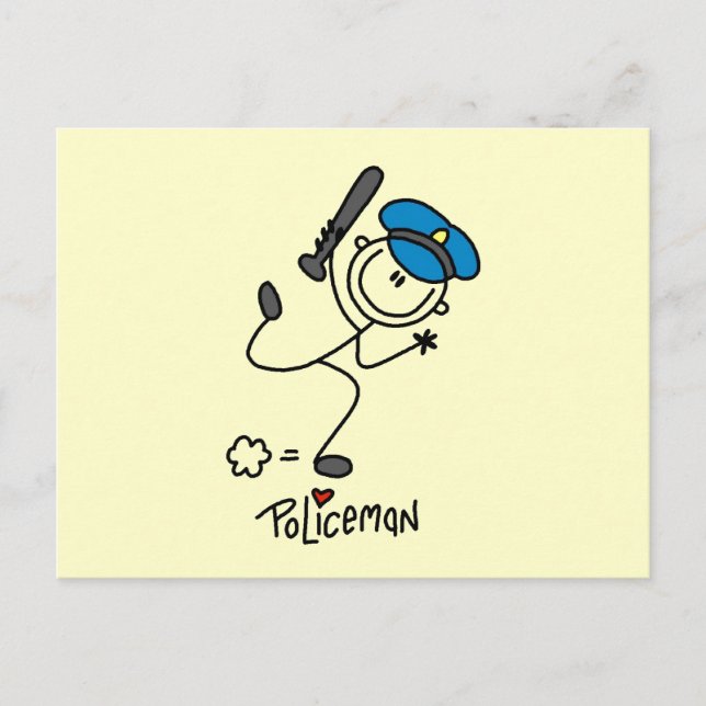 Basic Stick Figure Police Officer Postcard (Front)