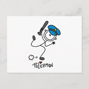 Basic Stick Figure Police Officer Postcard