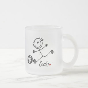Basic Stick Figure Soccer T-shirts and Gifts Frosted Glass Coffee Mug
