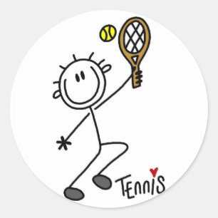 Basic Stick Figure Tennis Tshirts and Gifts Classic Round Sticker