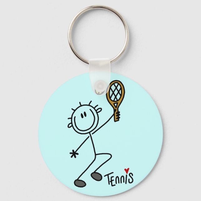 Basic Stick Figure Tennis Tshirts and Gifts Key Ring (Front)