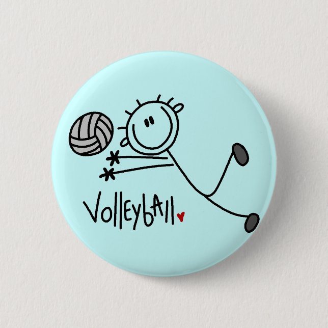 Basic Stick Figure Volleyball Tshirts and Gifts 6 Cm Round Badge (Front)