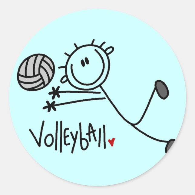 Basic Stick Figure Volleyball Tshirts and Gifts Classic Round Sticker (Front)