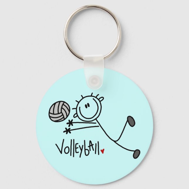 Basic Stick Figure Volleyball Tshirts and Gifts Key Ring (Front)