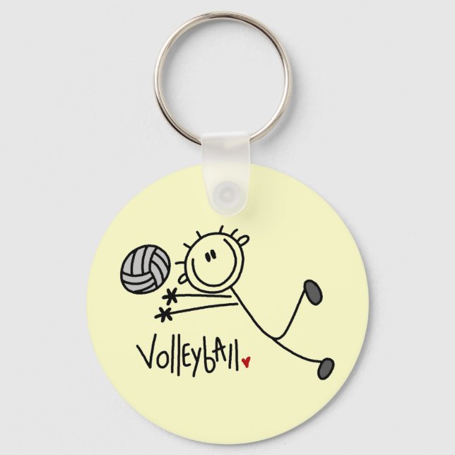 Basic Stick Figure Volleyball Tshirts and Gifts Key Ring (Front)