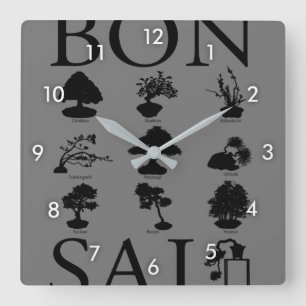 Basic Styles of Bonsai Tree Square Wall Clock