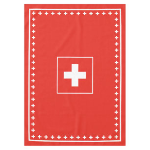 Basic Swiss Flag Red and White Switzerland Day Tablecloth