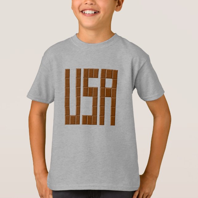 Basic T-shirt for children steel USA CHOCOLAT (Front)