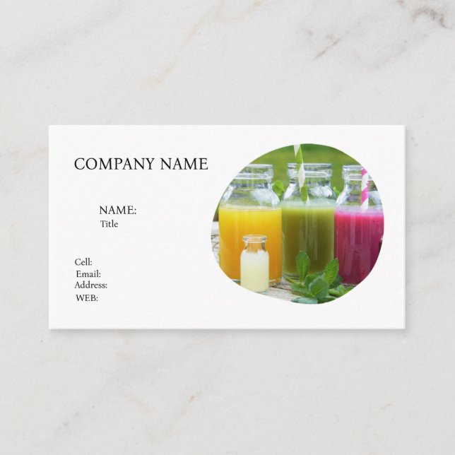 BASIC TEMPLATE BUSINESS CARD JUICES, HEALTHY (Front)