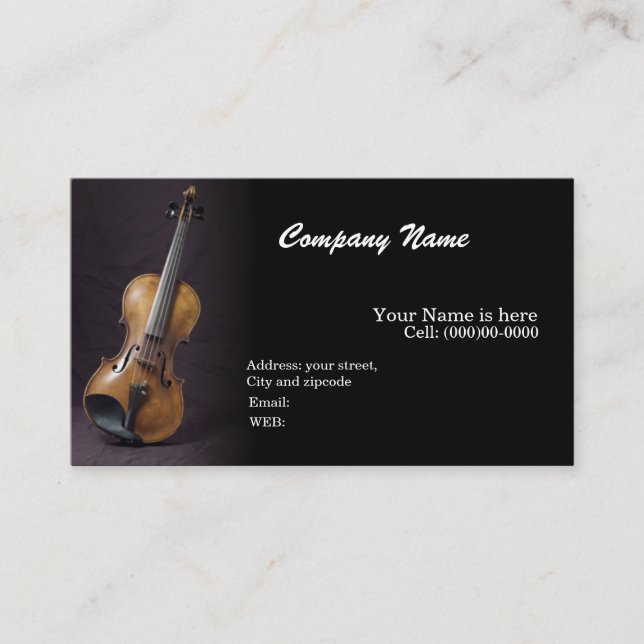 BASIC TEMPLATE BUSINESS CARD Violin, Music (Front)