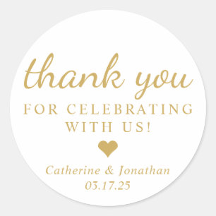 Basic Thank You For Celebrating Gold Wedding Favou Classic Round Sticker