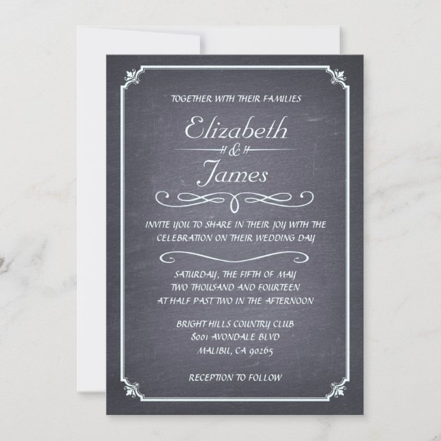 Basic Vintage Chalkboard Wedding Invitations (Front)