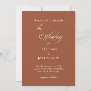 Basic Wedding Invitation Terracotta and Beige