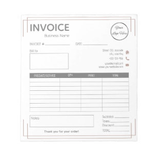 Basic white brown with logo small business invoice notepad