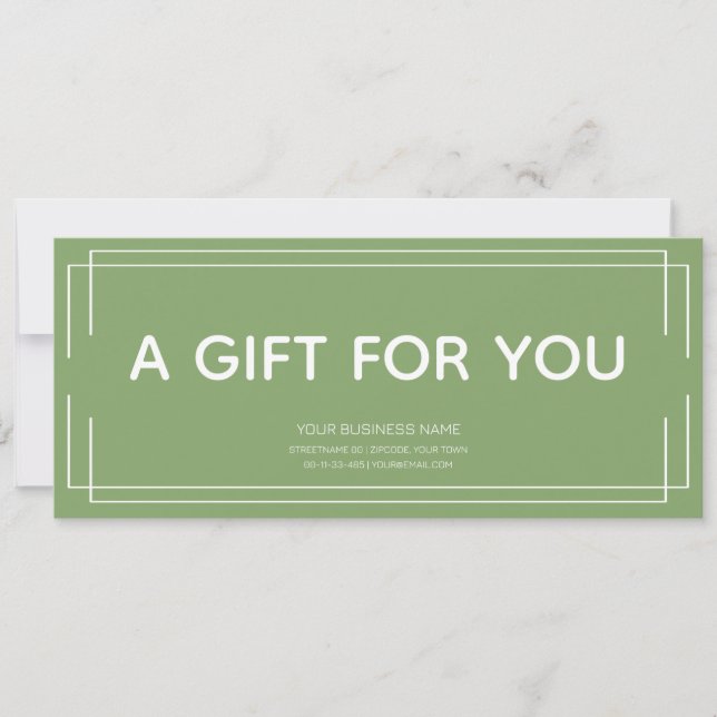 basic white green logo business gift certificate  (Front)