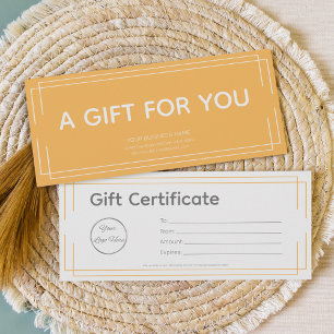 basic white orange logo business gift certificate 