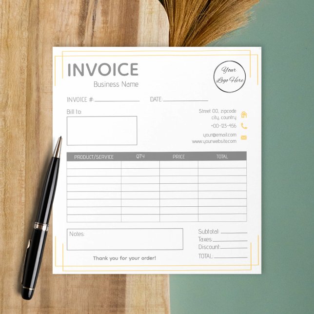 Basic white orange logo small business invoice notepad (Creator Uploaded)