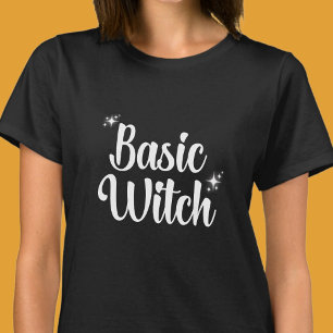 Basic Witch, black and white stars T-Shirt