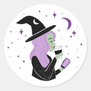 Basic Witch cute pastel witch Classic Round Sticker