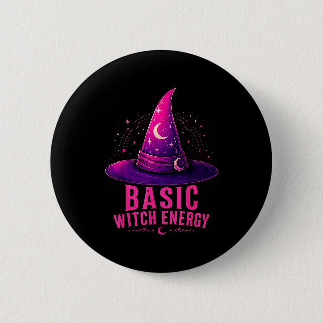 Basic witch energy halloween graphic design funny 6 cm round badge (Front)