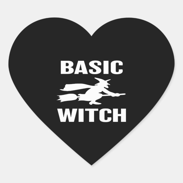 Basic Witch funny Halloween saying womens Heart Sticker (Front)