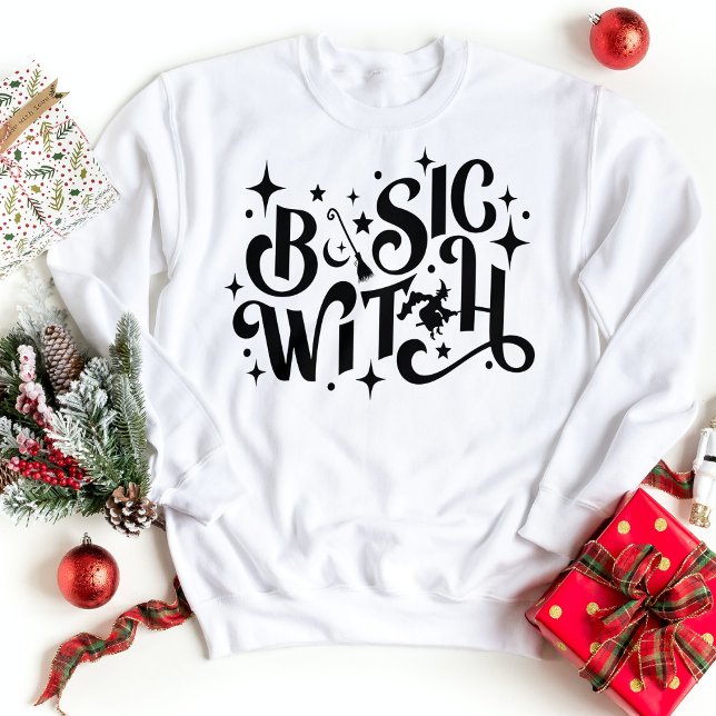 Basic Witch funny Modern Womens Halloween  Sweatshirt (Creator Uploaded)